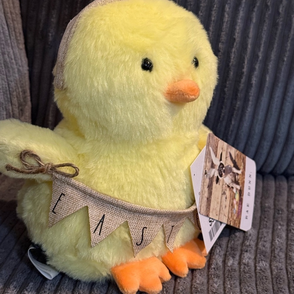 Rae Dunn Weighted Yellow Plush Chick with Bunny Ears - NWT - Picture 4 of 8